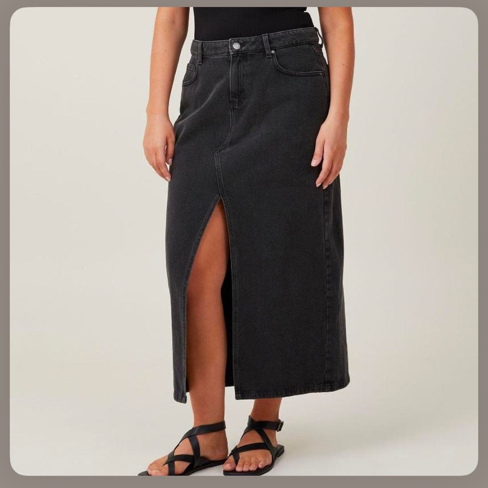 Cotton On Bailey Maxi Denim Skirt In Black Size 2